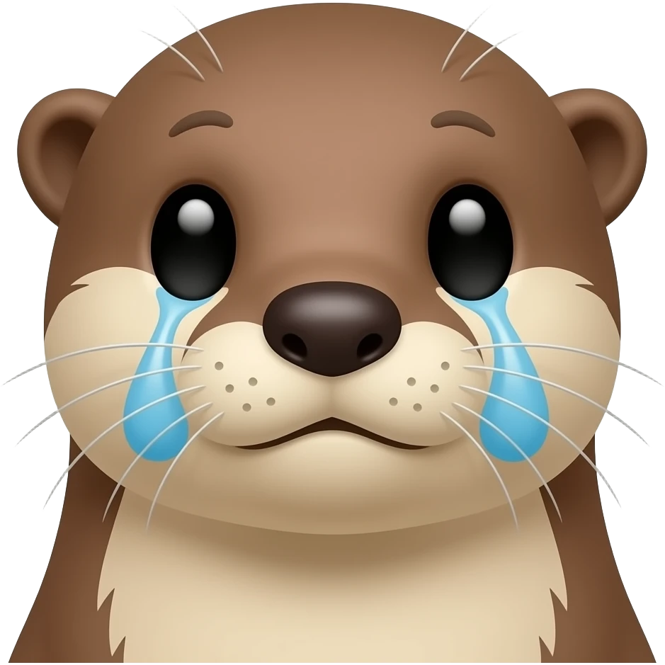 Sad otter head realistic cute emoji