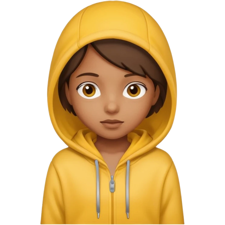 brown girl kid in yellow hoodie emoji