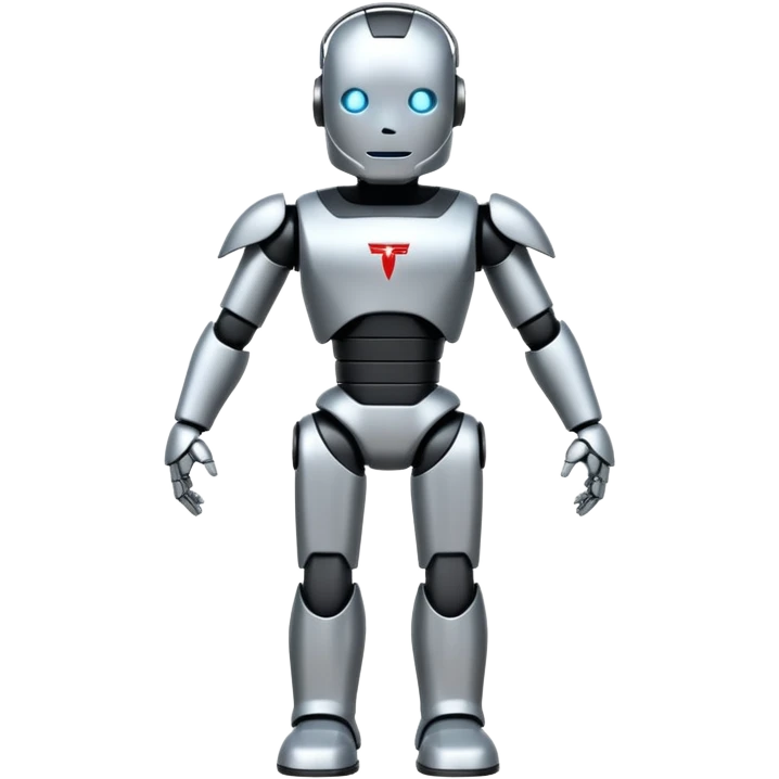 fullbody tesla bot, slightly smiling emoji