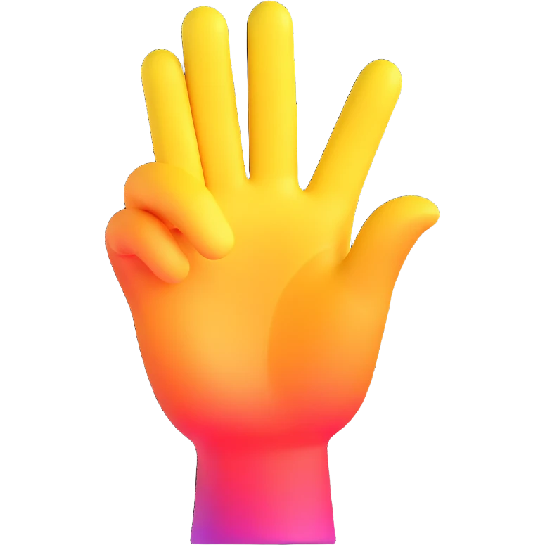 yellow hand making the 'OK' gesture, 3D emoji style, with a rainbow gradient emoji