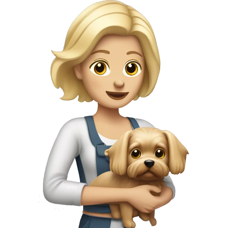 Blonde hair woman holding Yorkshire dog  emoji