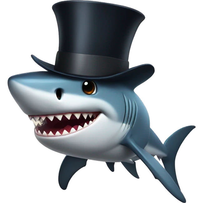 Shark with a top hat emoji