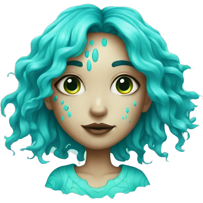 Psychedelic girl with cyan scars emoji
