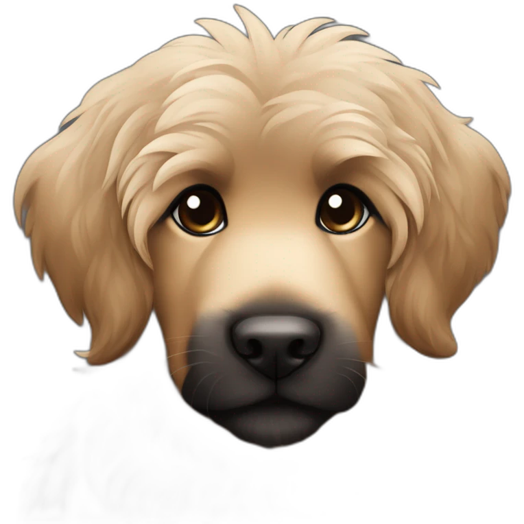 bouvier fawn brown and black puppy face very long hair smiling dark ears emoji