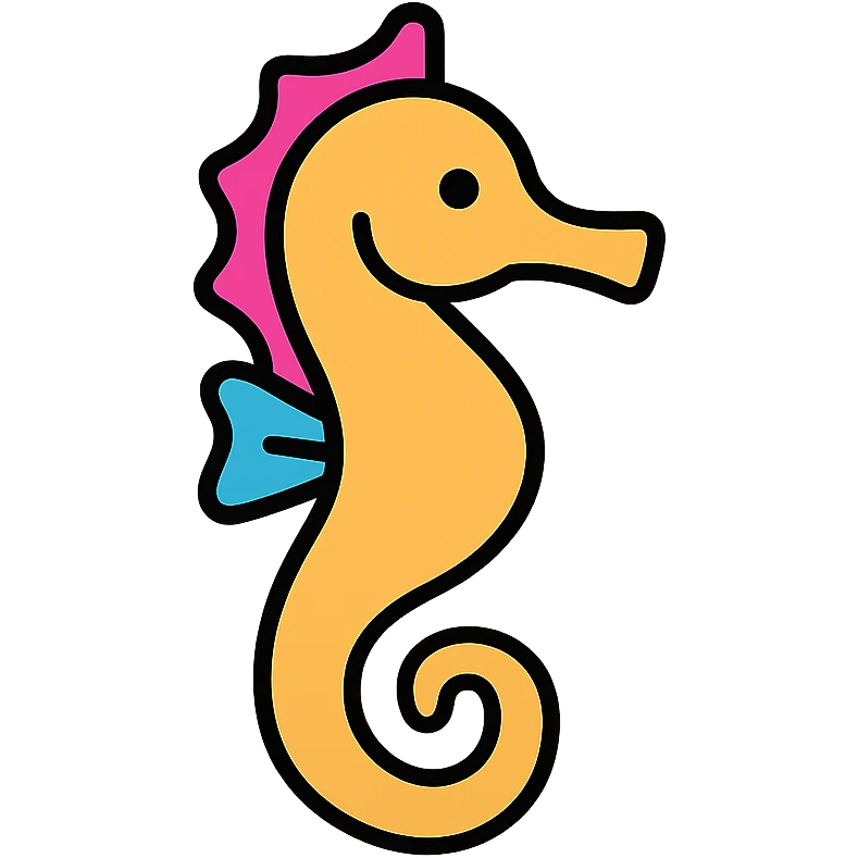 colorful outlined seahorse icon emoji