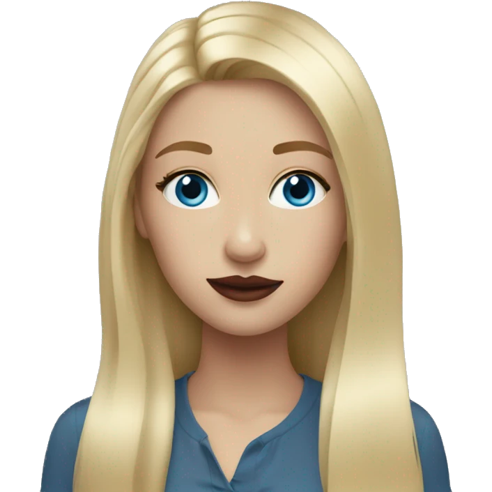 girl long blonde hair blue eyes and bordeaux lipstick emoji