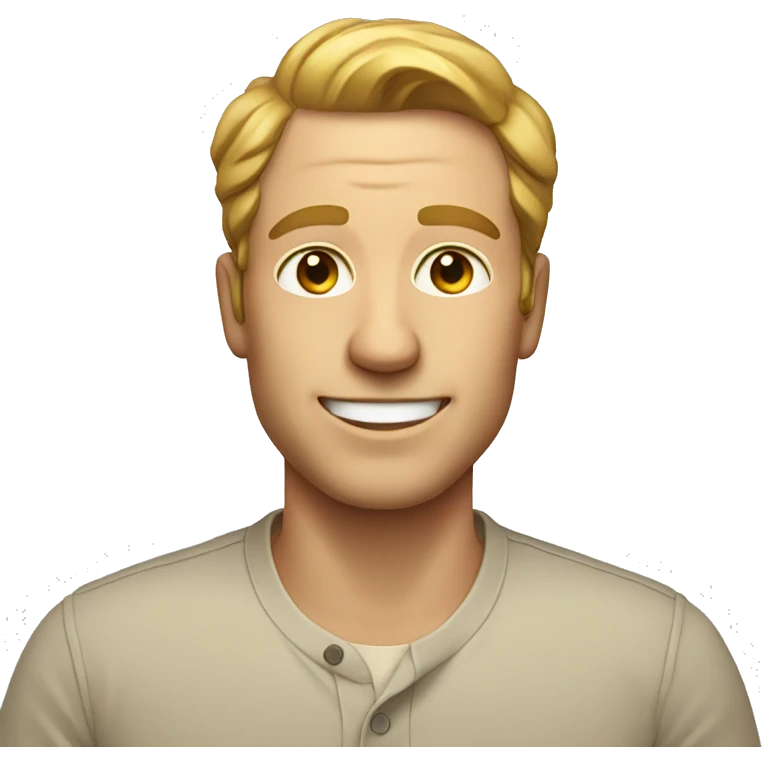 a white man smiling with a shirt on emoji