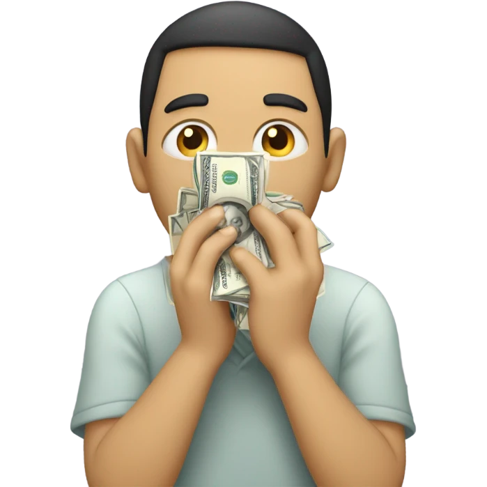 Wiping tears with money emoji