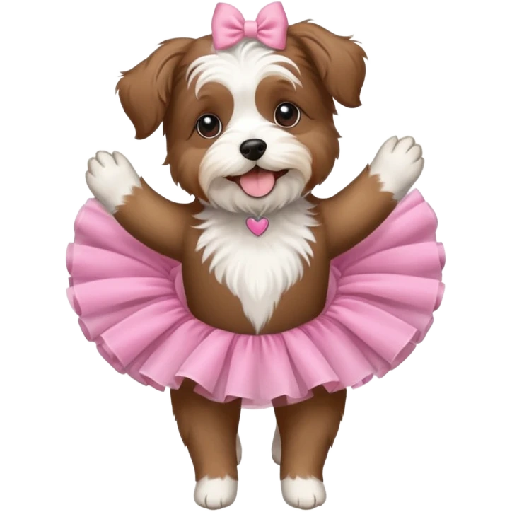 Dog on back legs in a pink tutu white and brown havanese  emoji