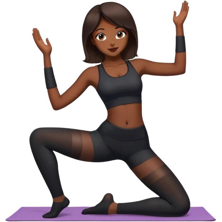 Красивая девушка в позе йога в черных чулках emoji