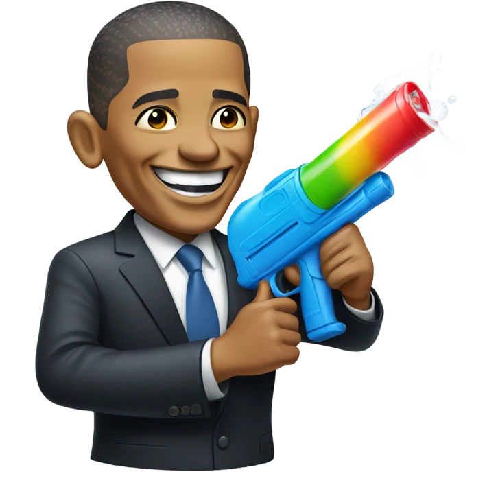 Obama with a water gun emoji