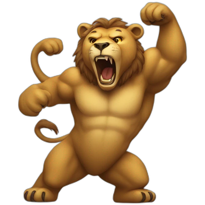 bear fighting lion emoji