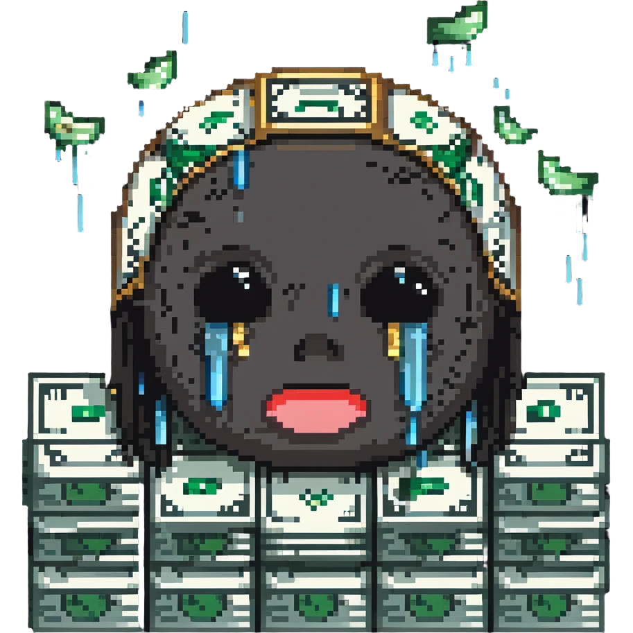 crying emoji with a lot money emoji