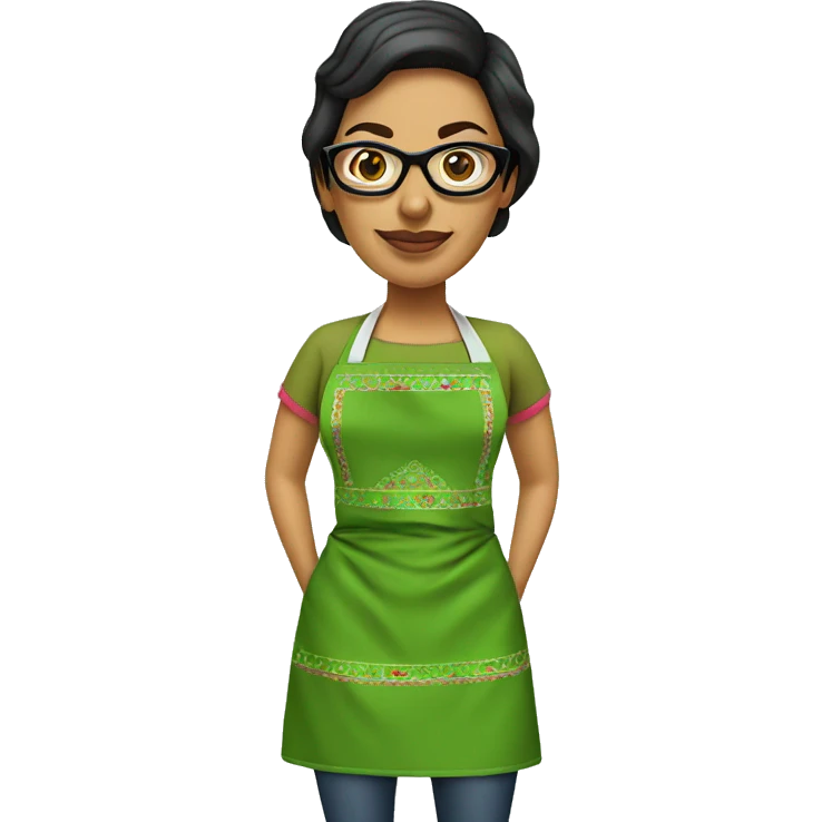 mexican lady green apron  with glasses cooking tacos emoji