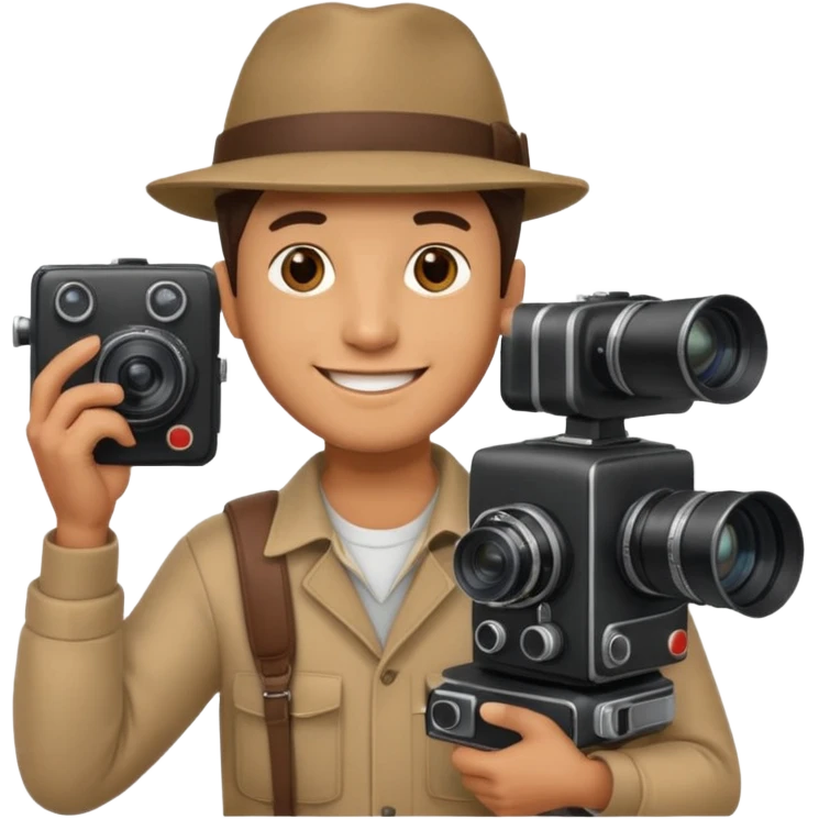 man single large film Camera ,on his shoulder emoji