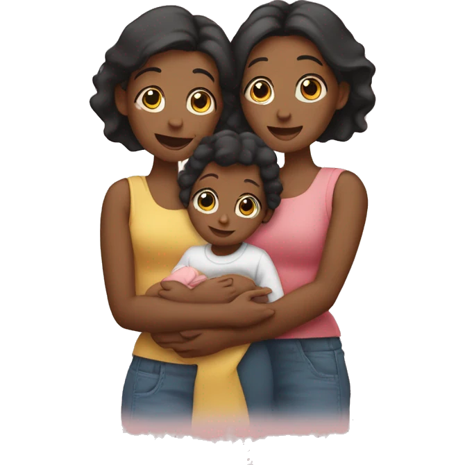 family of 3 women holdng new bornj baby emoji