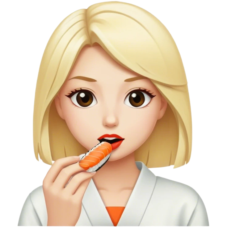 Blonde girl eating sushi emoji