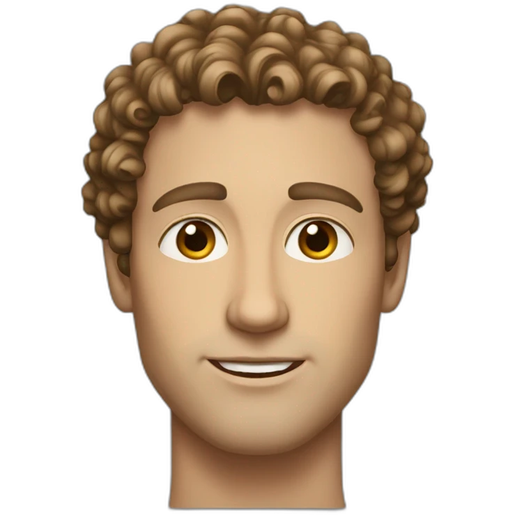 White American man with brown curly hair, brown eyes, bigger nose, sharp jawline emoji