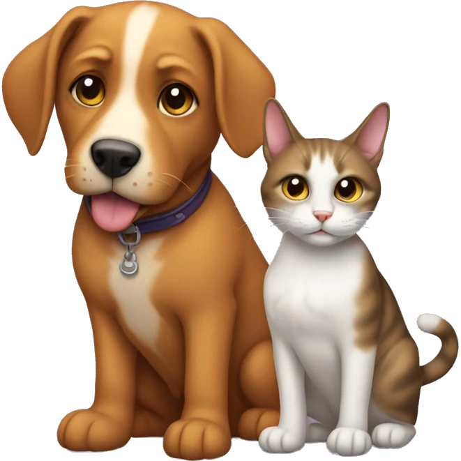 cat and dog are they lovers emoji