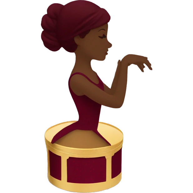 burgundy music box with a silhouette of a ballerina emoji