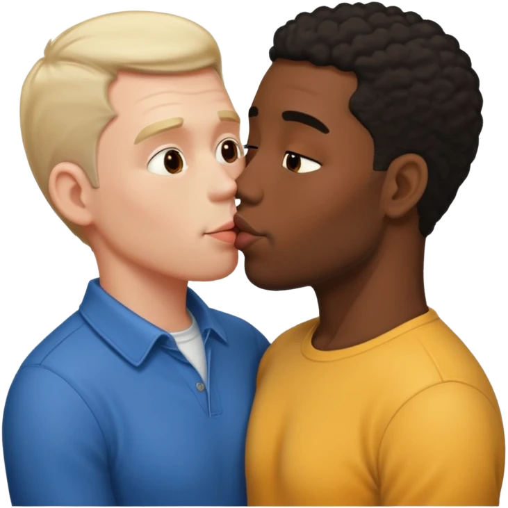 White adult male and black man making out emoji