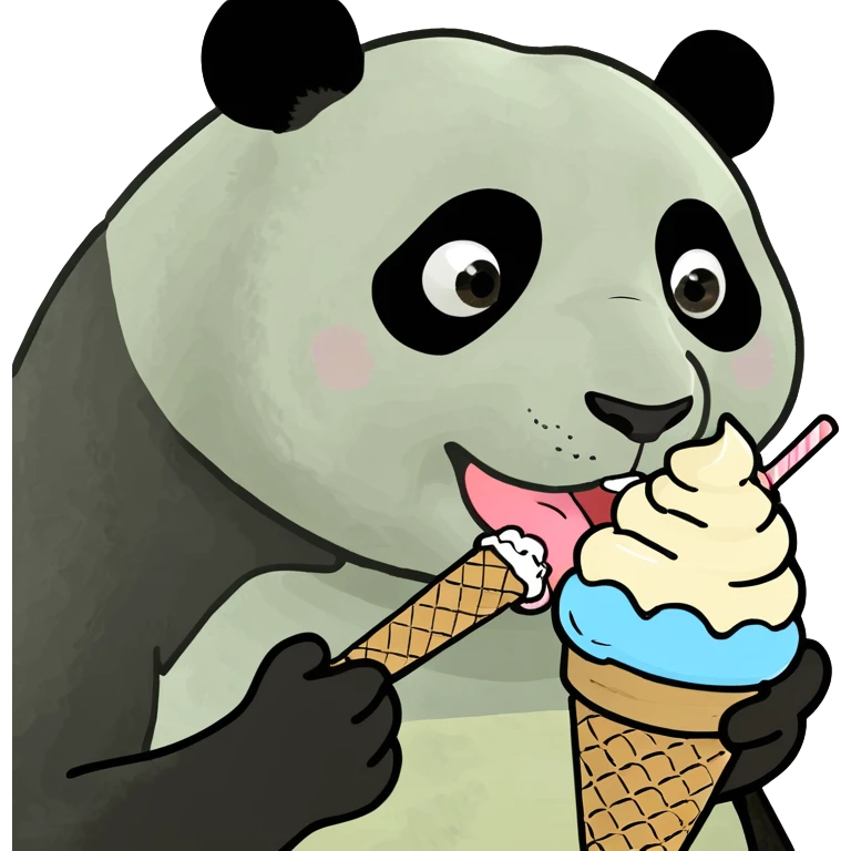 Panda eating ice cream emoji