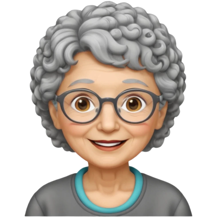 very old lady grandma wearing glasses short curly gray hair emoji emoji