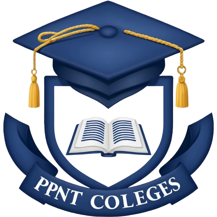 Navy blue with the logo of pntc colleges and lette above the logo emoji