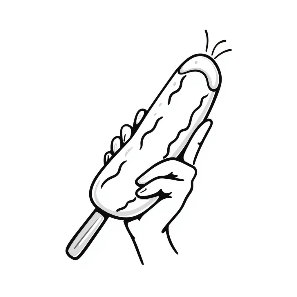 Korean corn dog, hand-drawn doodle style emoji