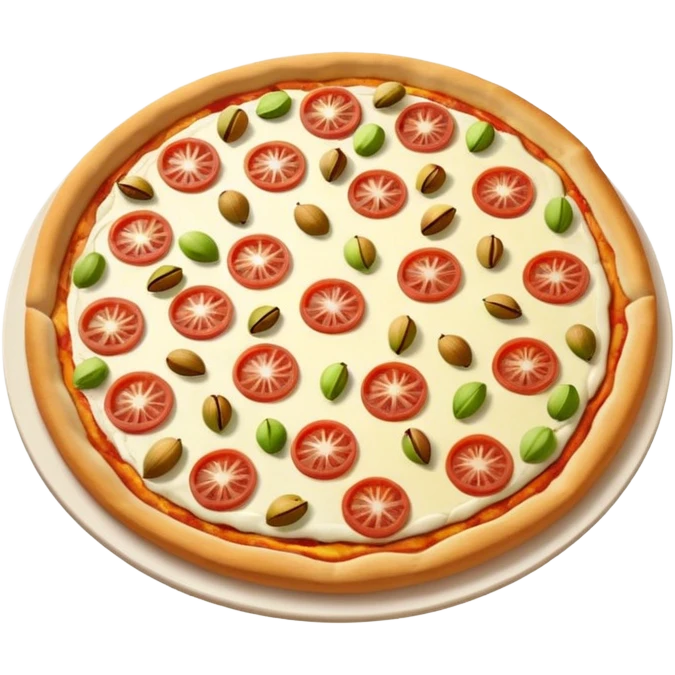 a lot of pistachio and white cream(main), under the cream there is jambon beurre like flower, pizza emoji