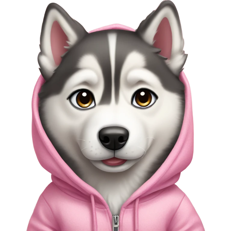 Husky puppy wearing pink hoodie emoji