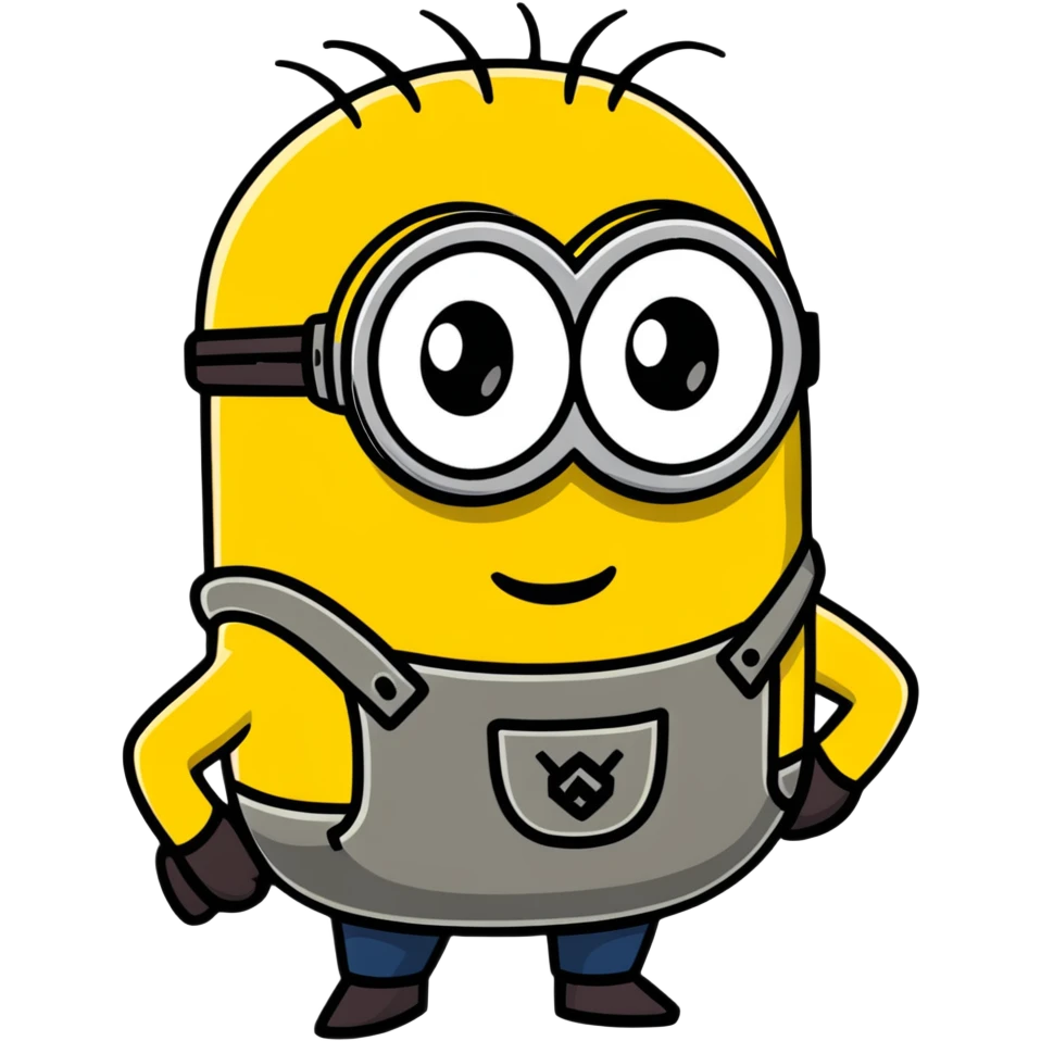 colorful cartoon sticker of Minion Kevin emoji