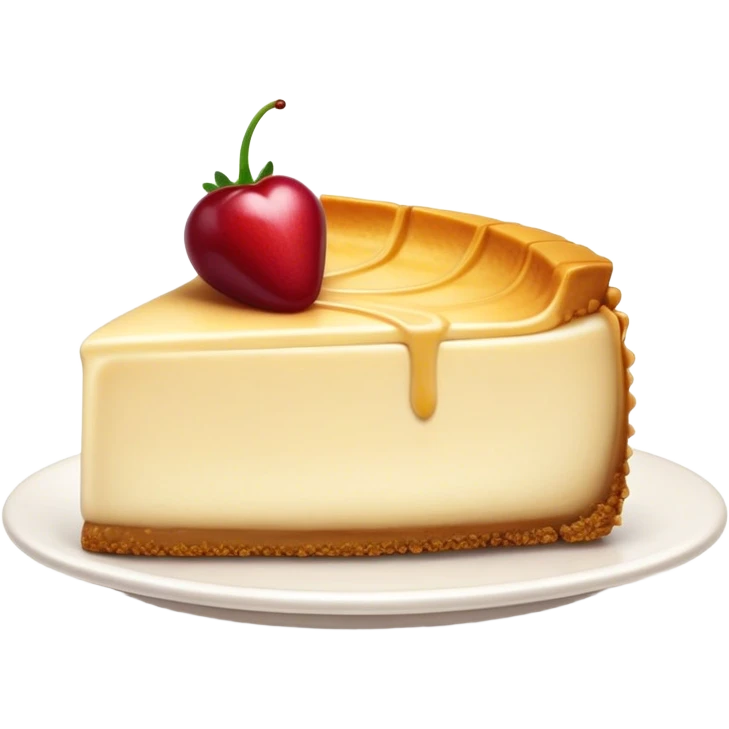 Cinematic Realistic Sernik Dessert Emoji, showcasing a rich, creamy cheesecake with a golden crust rendered with delicate textures and inviting, soft lighting. emoji