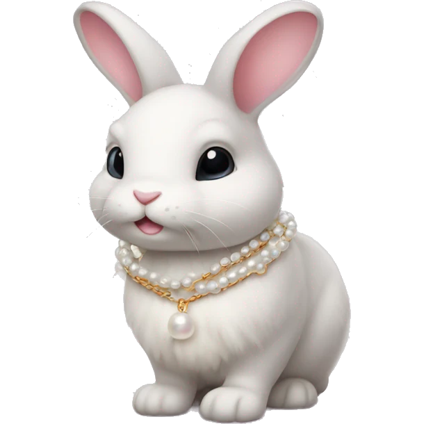 Cute rabbit with pearl chain emoji