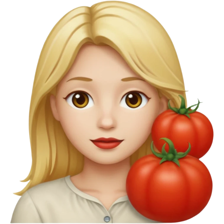 a red tomato with blonde hair coming out of it  emoji