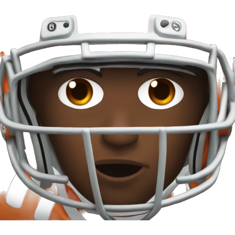 emoji head with a burnt orange footbal helmet emoji