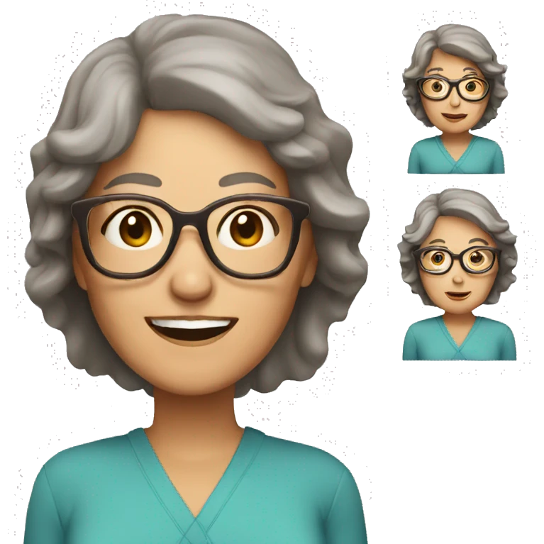 Older women with brown hair and glasses emoji