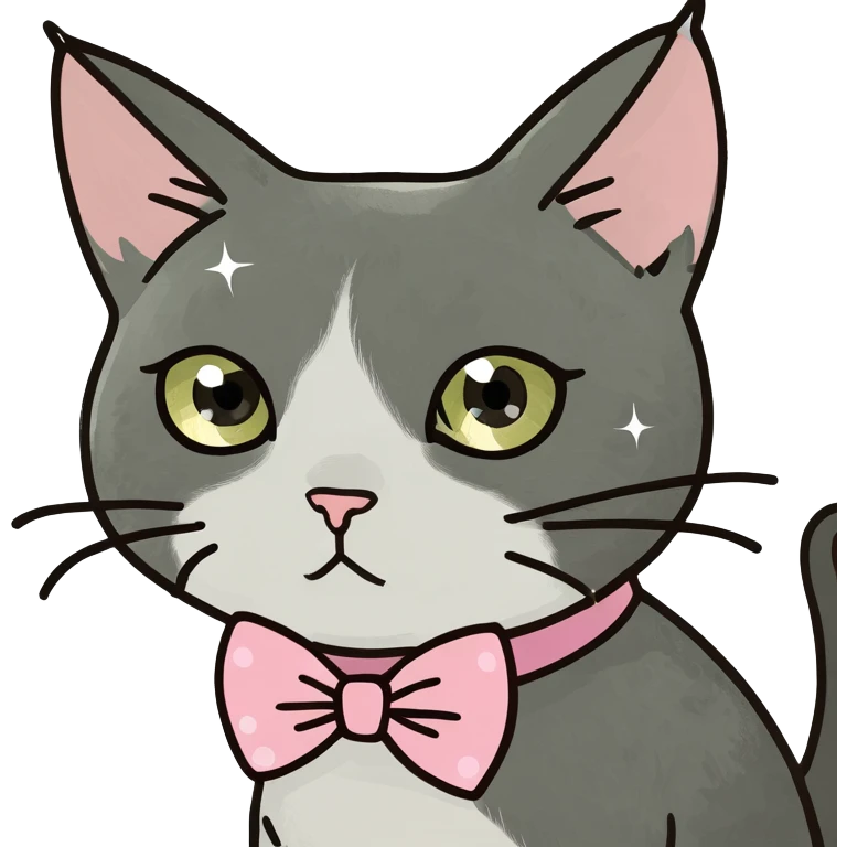 a cat with a bow and sparkles  emoji