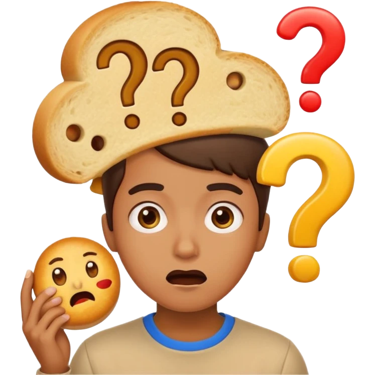 Draw an emoji where a person thinks with a question mark in front of the food emoji