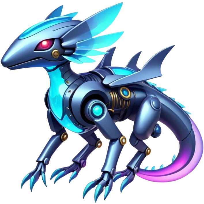  Epic legendary rare mechanical Shiny sparkly transparent bioluminescent luminescent vibrant bright pastel dark exotic iridescent colorful gradients futuristic modern metallic glossy glittery fantasy-cyber-Protogen-Fakémon-Pokémon-Vernid-creature emoji