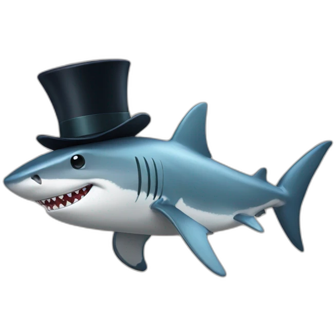 Shark with a top hat emoji