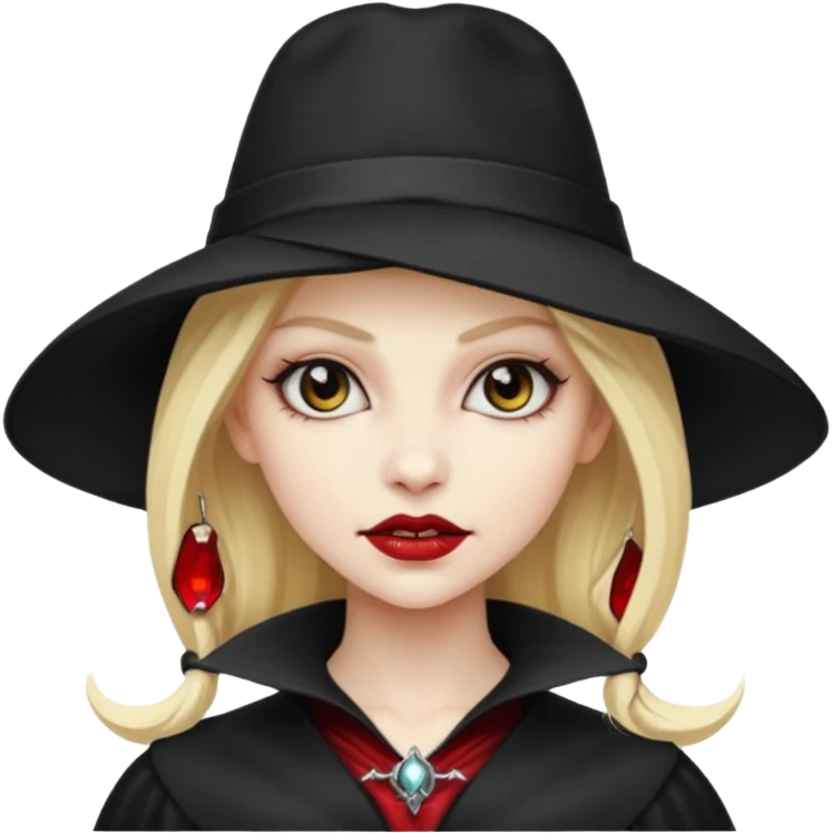 blonde vampire woman with hat emoji