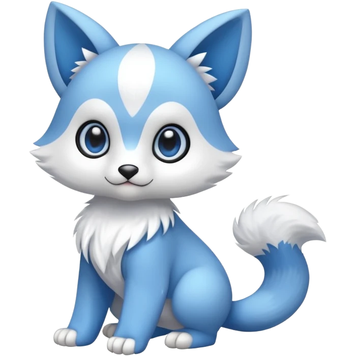 Cute cool white blue animal hybrid Fakemon full body emoji