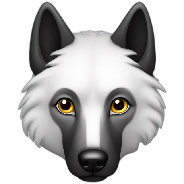 Loup noir sur blanc emoji