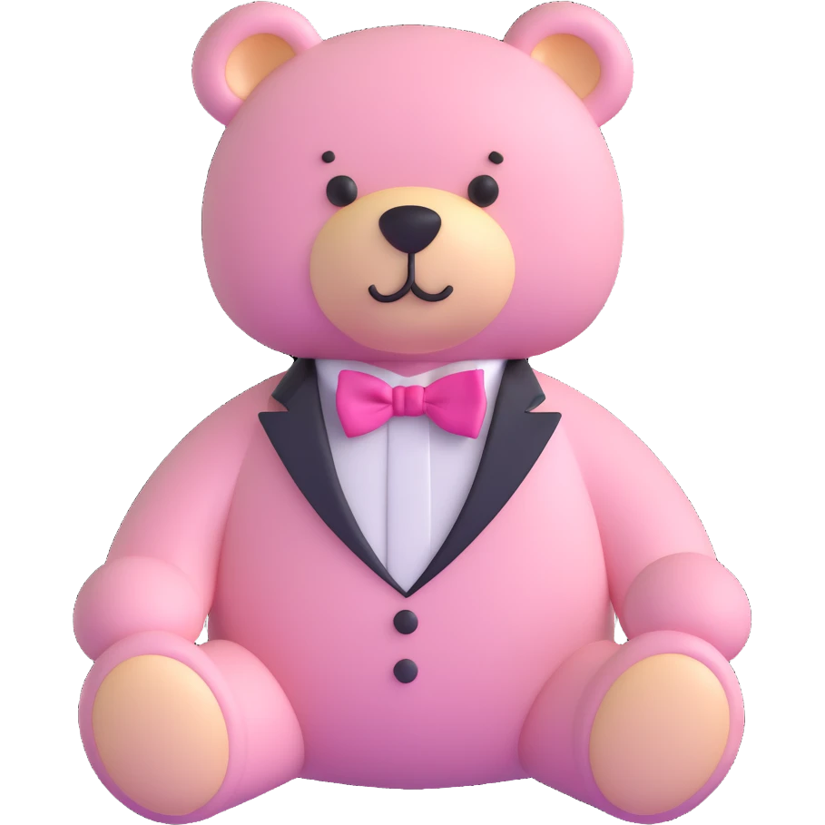 light pink teddy bear with pink bow tie emoji