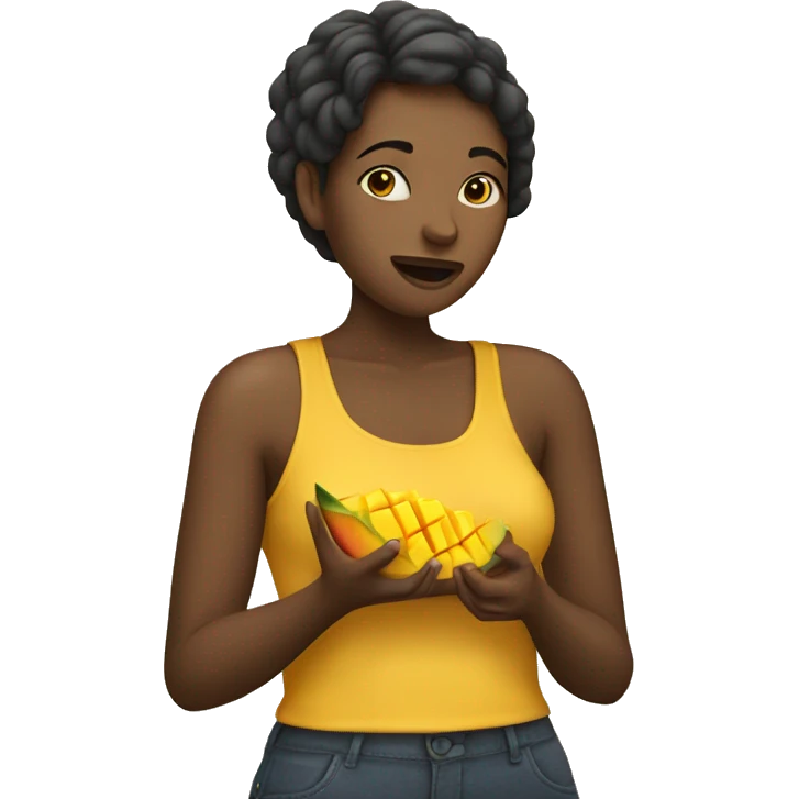 Woman eating mango emoji