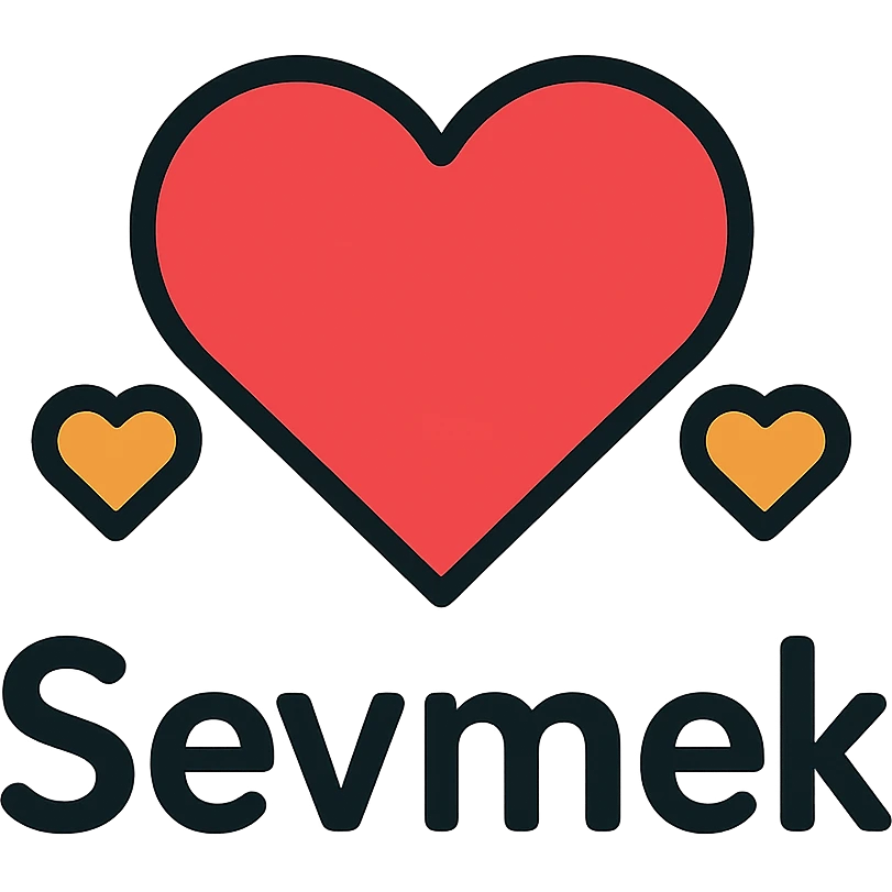A colorful icon with the word "Sevmek" prominently displayed, incorporating heart or love themes emoji