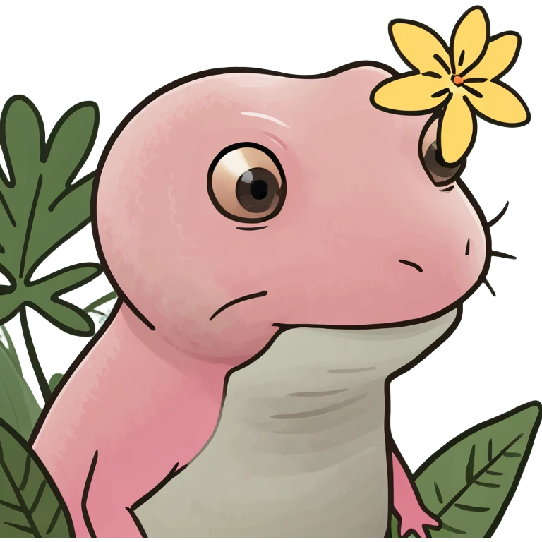 Axolotl with a tropical flower emoji