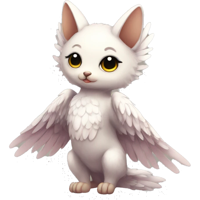 Anthro shy cute kawaii winged animal hybrid full body emoji