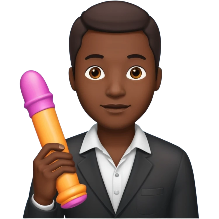 Black guy holding a dildo emoji